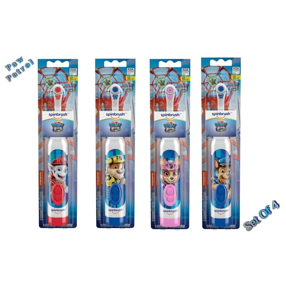 Paw Patrol Kids Electric Battery-Operated Toothbrush Spinbrush 4Pk Soft - Picture 2 of 13